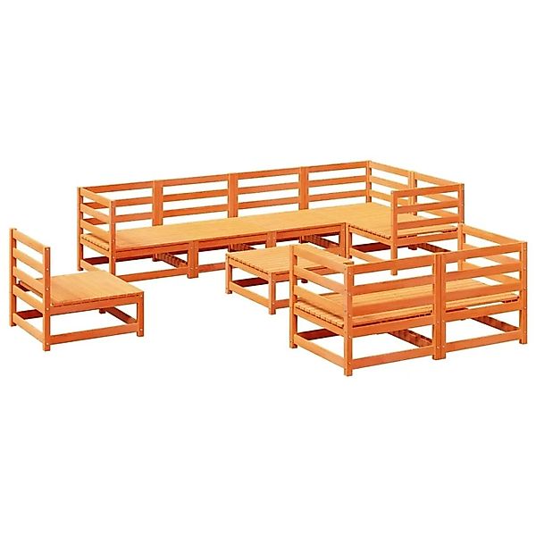 vidaXL 9-Tlg Garten-Sofagarnitur Wachsbraun Massivholz Kiefer 3299509 günstig online kaufen