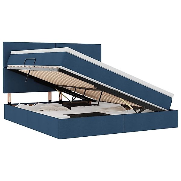 vidaXL Stauraumbett mit Matratze Blau 180 x 200 cm Kunstleder 3371738 günstig online kaufen