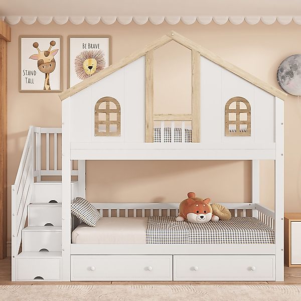 Flieks Etagenbett, Kinderbett Hausdesign 90x200cm mit günstig online kaufen