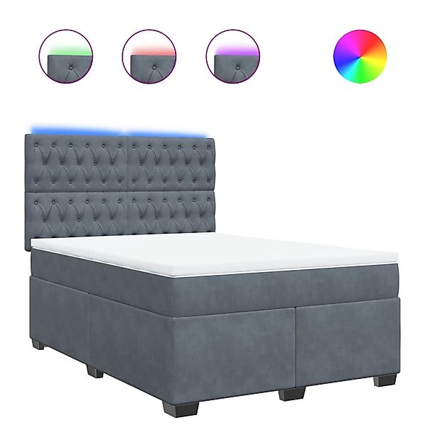 vidaXL Boxspringbett mit Matratze Dunkelgrau 140x190 cm Samt 3293213 günstig online kaufen