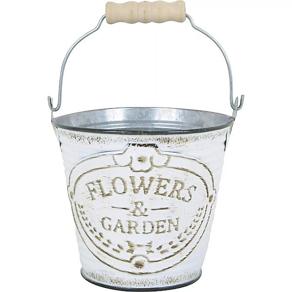 Übertopf Flowers & Garden Metall Weiß Ø 11,5 cm x 10,5 cm günstig online kaufen