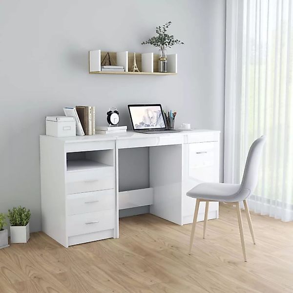 Schreibtisch Hochglanz-weiß 140 X 50 X 76 Cm Spanplatte günstig online kaufen