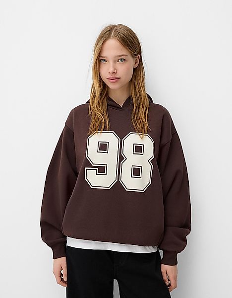 Bershka Hoodie Mit Print Damen 10-12 Braun günstig online kaufen