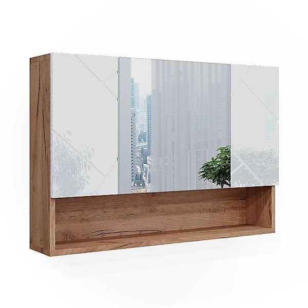 Vicco Badezimmerspiegelschrank Irma, Eiche/Weiß Hochglanz, 80.1 x 55 cm (1- günstig online kaufen