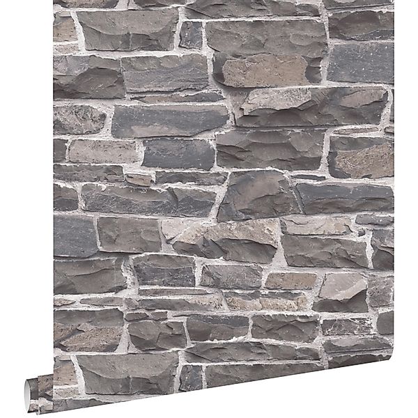 ESTAhome Tapete Stein-Optik Blau und Grau 53 cm x 10.05 m günstig online kaufen