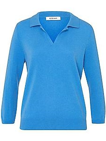 Polo-Pullover Kaschmir Peter Hahn blau günstig online kaufen