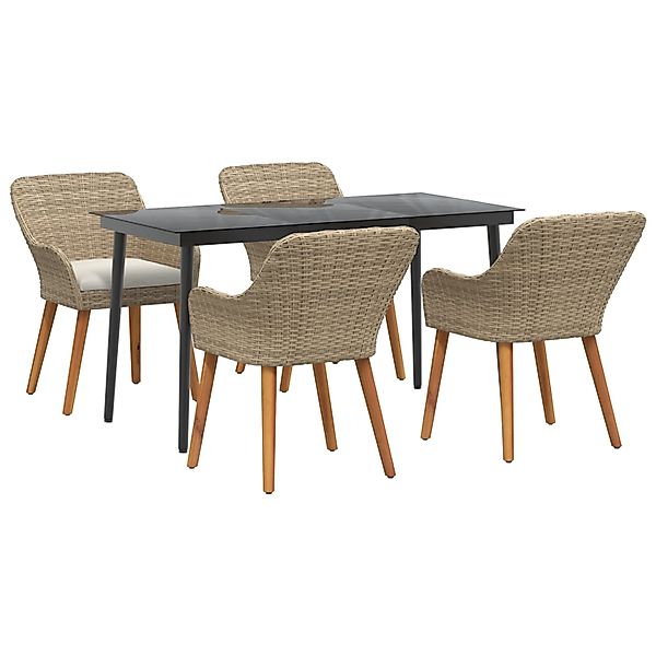 vidaXL 5-Teiliges Garten Esstischset Beige Poly Rattan 3261693 günstig online kaufen