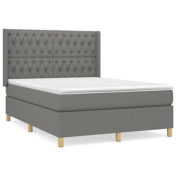 vidaXL Boxspringbett mit Matratze Dunkelgrau 140x190 cm Stoff1387548 günstig online kaufen