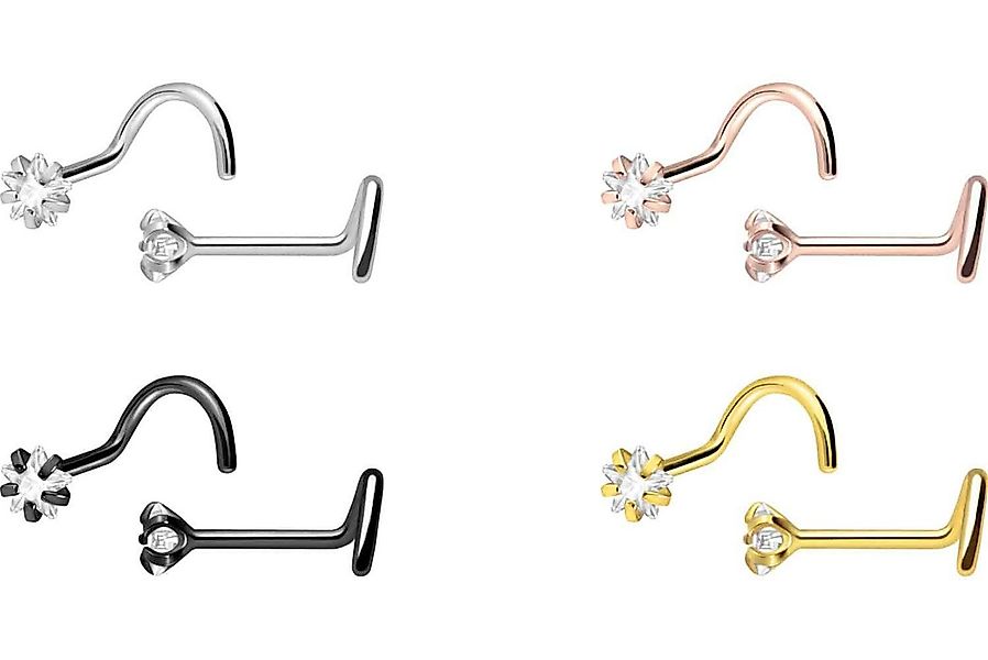 PIERCINGLINE Nasenpiercing Titan Nasenstecker Spirale EINGEFASSTER KRISTALL günstig online kaufen