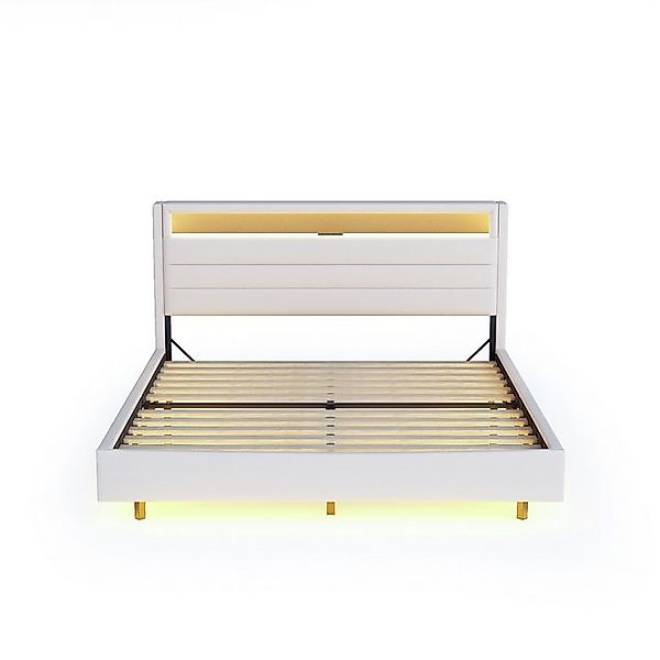 Odikalo Polsterbett Doppelbett Jugendbett USB LED wendbares Kopfteil verdec günstig online kaufen