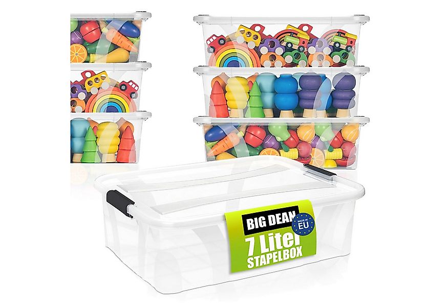 BigDean Aufbewahrungsbox 6 Stück mit Deckel 7 L flach und Transparent stape günstig online kaufen