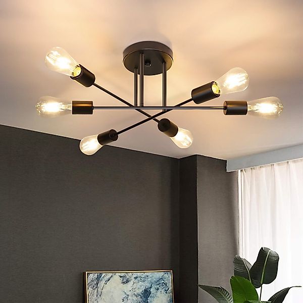 Nettlife Deckenleuchten Wohnzimmer 6 Flammig Schwarz/Weiß/Gold günstig online kaufen