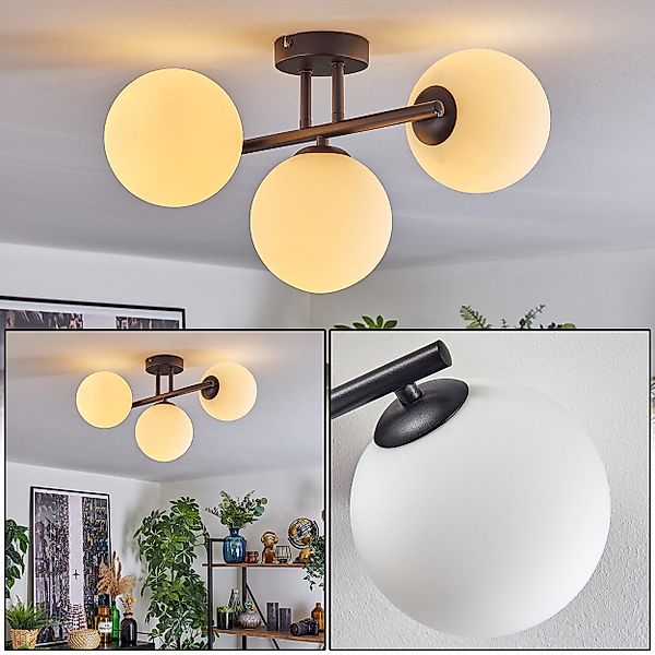 hofstein Deckenleuchte 3-flammige Deckenlampe aus Metall/Glas günstig online kaufen