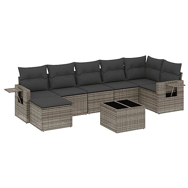 vidaXL 8-Tlg Garten-Sofagarnitur mit Kissen Grau Poly Rattan 3220489 günstig online kaufen
