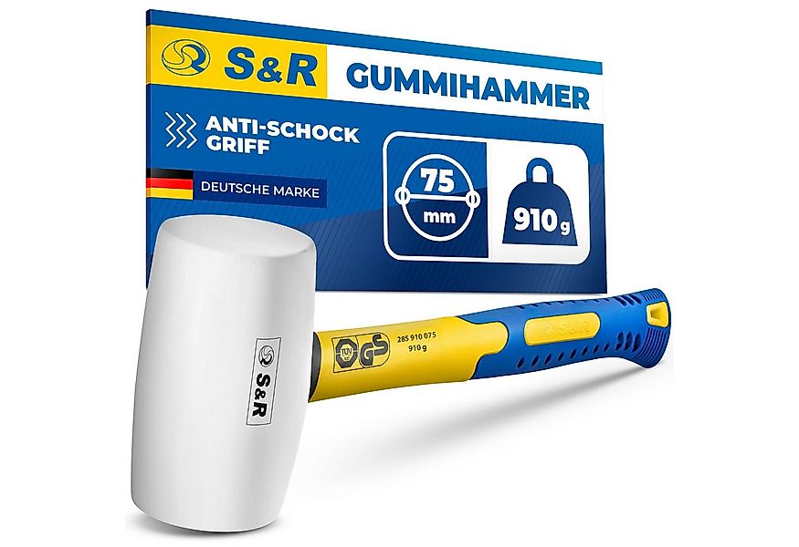S&R Gummihammer weiß 75 mm, 910 Gr, mit rutschfestem stoßdämpfendem Fibergl günstig online kaufen