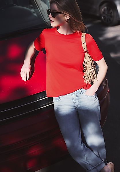 STREET ONE STUDIO V-Shirt Rundhalsausschnitt günstig online kaufen