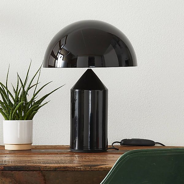Oluce Tischleuchte Atollo, schwarz, Dimmer, Alu, Ø 38 cm günstig online kaufen