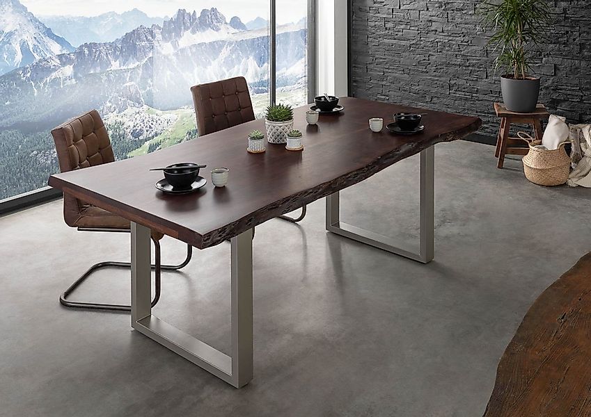 Massivmoebel24 Baumkantentisch FREEFORM (Baumtisch Akazie 200x100x77 günstig online kaufen