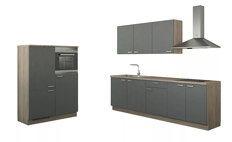Küchenzeile mit Elektrogeräten - grau - 390 cm - Küchen > Küchenblöcke mit günstig online kaufen
