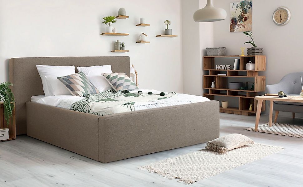 Home affaire Polsterbett "Dalina" geradliniges Kopfteil, in 5 Breiten, auch günstig online kaufen