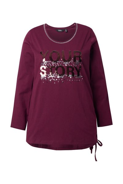 Ulla Popken Longsleeve Shirt Pailletten-Schriftzug Classic günstig online kaufen