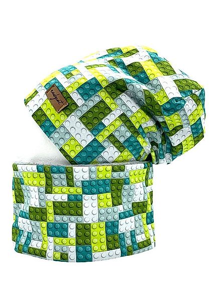 nadycat Beanie BAUSTEINE grün (2-St., Beanie mit passendem Loop) handgefert günstig online kaufen
