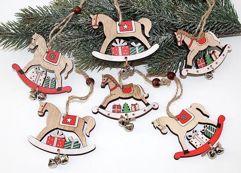 LB H&F Lilienburg Christbaumschmuck 6er SET Schaukelpferd Christbaumanhänge günstig online kaufen