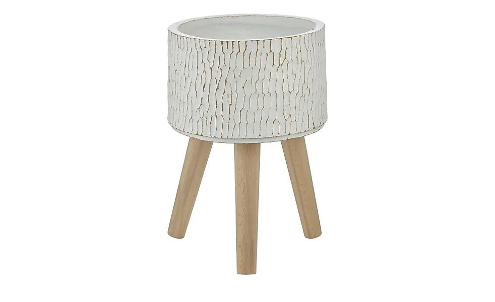 HOME STORY Übertopf auf Holzbeinen   ¦ weiß ¦ Magnesia,Fiberglas ¦ Maße (cm günstig online kaufen