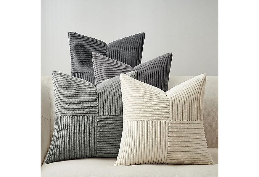 Topfinel Kissenbezug 40x40 4er set Kissenbezüge 50x50 Kordsamt mit Streifen günstig online kaufen