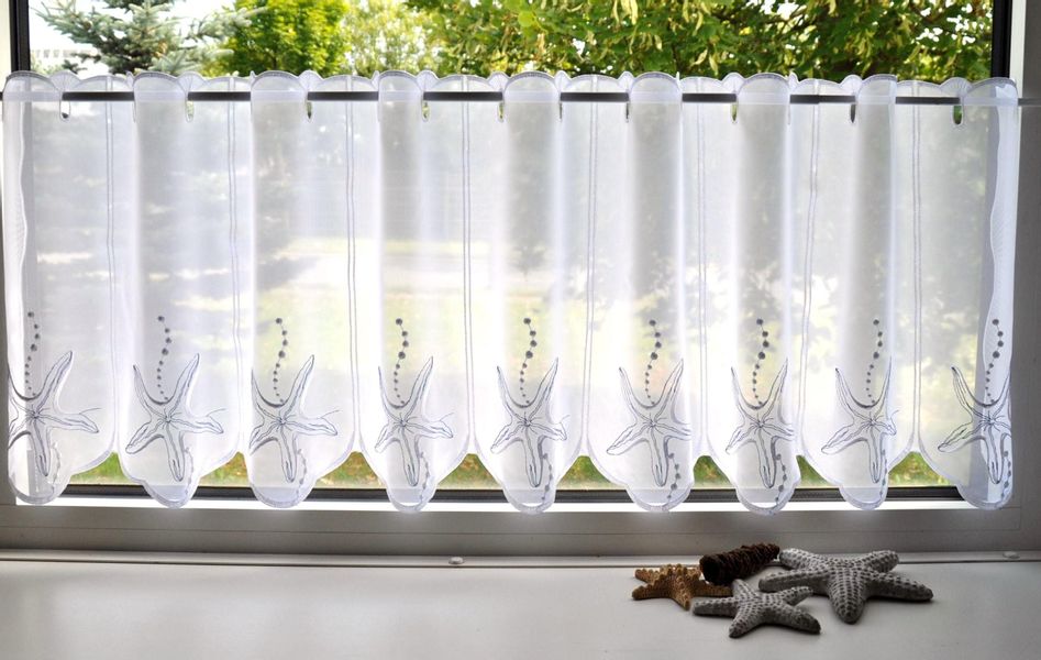 Stickereien Plauen Scheibengardine "Seestern" Stangendurchzug 1 Stk. tlg. günstig online kaufen