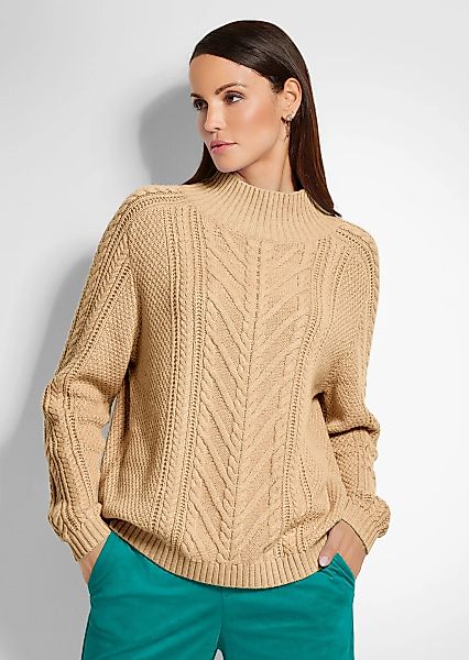 MADELEINE Longpullover "Strickpullover Stehkragen-Pullover mit Zopfmuster" günstig online kaufen