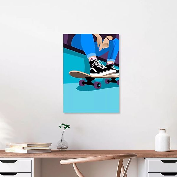 Poster / Leinwandbild - Skaterin Macht Pause günstig online kaufen