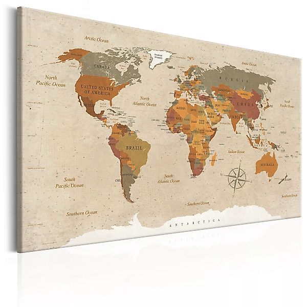 Wandbild - World Map: Beige Chic günstig online kaufen