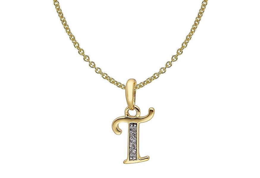 trendor Kette mit Anhänger Buchstaben-Anhänger T Gold 333/8K mit vergoldete günstig online kaufen