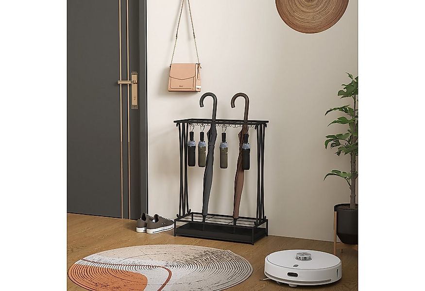 HOMCOM Schirmständer mit 24 Haken, 21 Löchern, herausnehmbare Wasserauffang günstig online kaufen