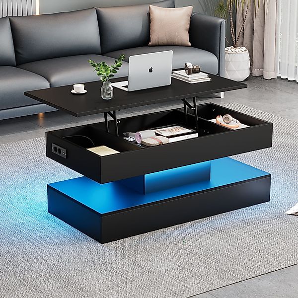 Merax Couchtisch mit LED-Beleuchtung und verstecktem günstig online kaufen