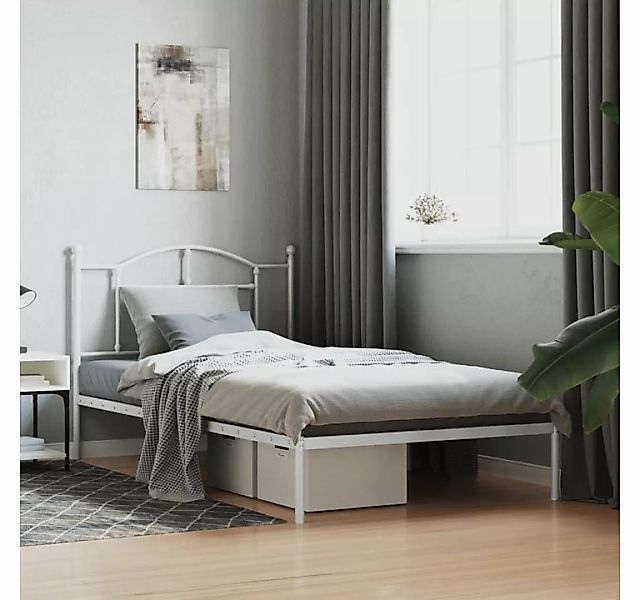 furnicato Bett Bettgestell mit Kopfteil Metall Weiß 107x203 cm günstig online kaufen