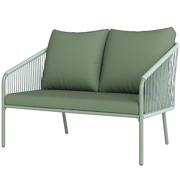 Outsunny Gartensofa mit Kissen 2-Sitzer Rattan Sofa Lounge Sofa Outdoor Bal günstig online kaufen