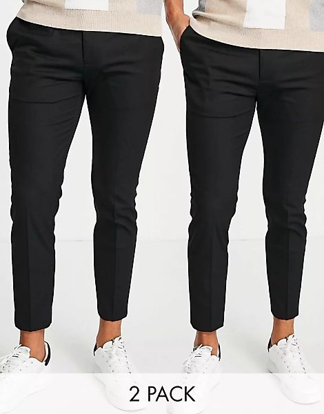 Topman – 2er-Pack elegante Jogginghosen mit engem Schnitt in Schwarz günstig online kaufen