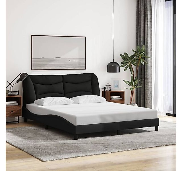 furnicato Bettgestell ohne Matratze "Hvar" Schwarz 160x200 cm Stoff (1-tlg) günstig online kaufen