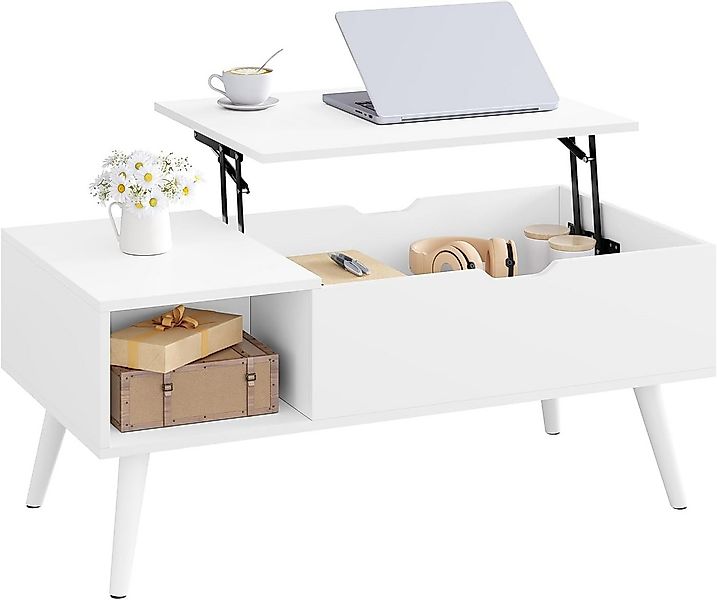 Woltu Couchtisch (1-St), Verstecktes Fach unter der Tischplatte, Anhebbare günstig online kaufen