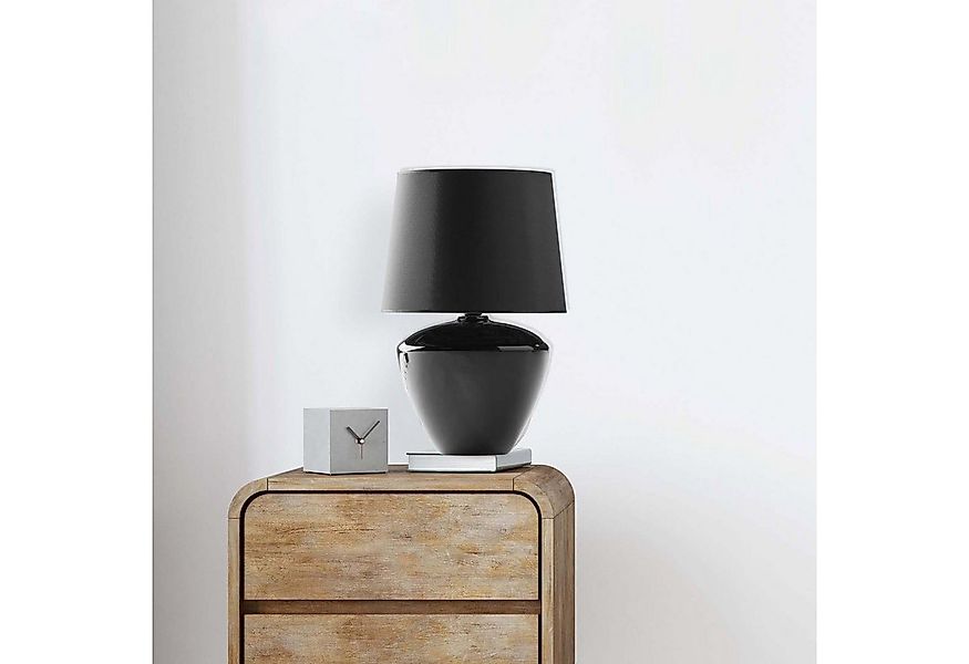 Signature Home Collection Nachttischlampe Glaslampe schwarz weiß bauchig mi günstig online kaufen