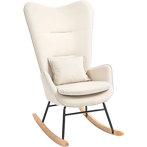 HOMCOM Schaukelstuhl Polyester Schaumstoff Cremeweiß 67L x 85B x 112H cm günstig online kaufen