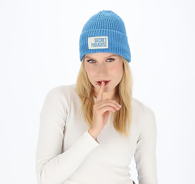 halsüberkopf Accessoires Strickmütze Achtsamkeit mit Statement-Badge günstig online kaufen