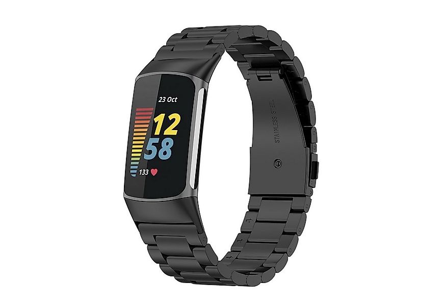 Wigento Smartwatch-Armband Für Fitbit Charge 6 / 5 Style Stahl Ersatz Armba günstig online kaufen