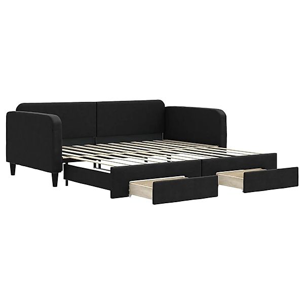 vidaXL Tagesbett Ausziehbar mit Schubladen Schwarz 100x200 cm Stoff1899731 günstig online kaufen