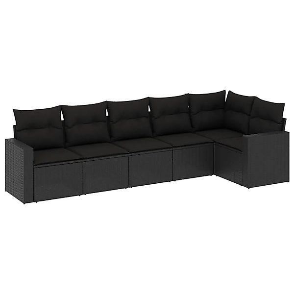 vidaXL 6-Tlg Garten-Sofagarnitur mit Kissen Schwarz Poly Rattan 3251322 günstig online kaufen