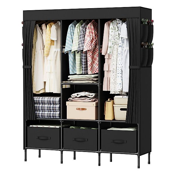 loefme Stoffschrank Kleiderschrank mit Kleiderstangen und günstig online kaufen