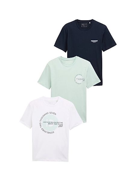 TOM TAILOR Denim T-Shirt (Packung, 3-tlg., 3-er) mit großem Druck günstig online kaufen