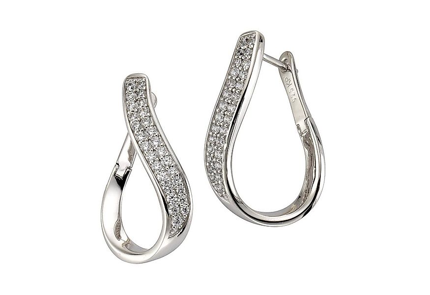 CELESTA Paar Creolen Silber 925 rhodiniert mit weißen Zirkonia-Steinen günstig online kaufen